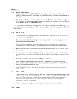 CHAPTER 3 3 - A BALLS AND RACKING 1. The game is played