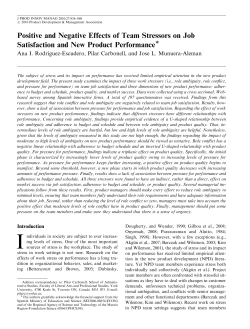 Positive and Negative Effects of Team Stressors on Job Satisfaction