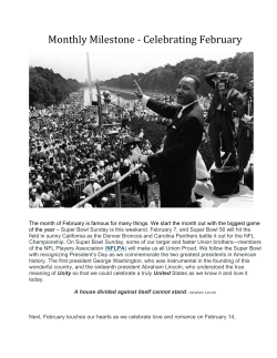 Monthly Milestone -‐ Celebrating February