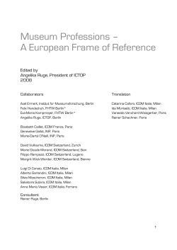 Museum Professions &ndash; A European Frame of Reference