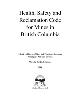 Health, Safety and Reclamation Code for Mines in British Columbia