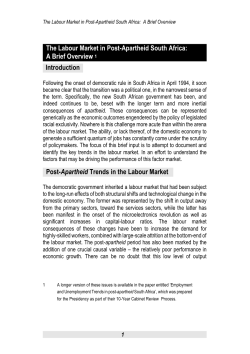 The Labour Market in Post-Apartheid South Africa: A Brief