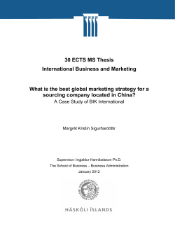 30 ECTS MS Thesis International Business and Marketing What is