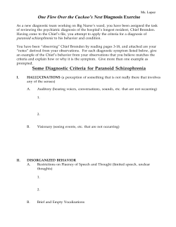 One Flew Over the Cuckoo`s Nest Diagnosis Exercise