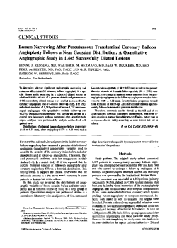 Lumen narrowing after percutaneous transluminal coronary