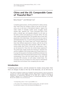 China and the US: Comparable Cases of `Peaceful Rise`?