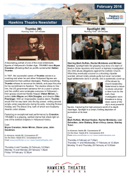 February 2016 Hawkins Theatre Newsletter