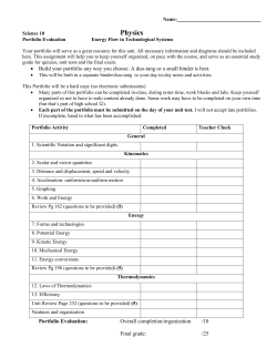 Science 10 Portfolio Evaluation
