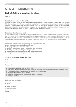Unit 3 &ndash; Telephoning