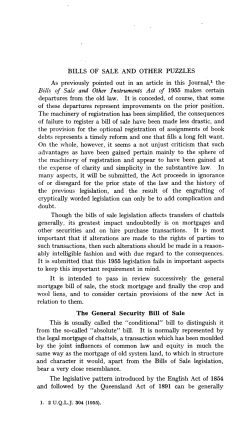 Bills of Sale and Other Instruments Act of 1955 makes