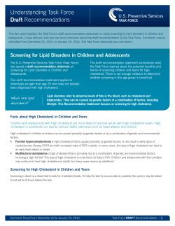 Screening for Lipid Disorders in Children and Adolescents