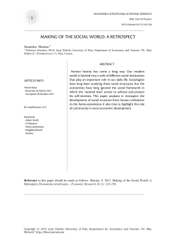 MAKING OF THE SOCIAL WORLD: A RETROSPECT