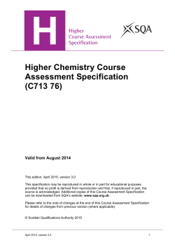 Higher Chemistry Course Assessment Specification (C713 76)