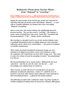 Radioactive Wastes from Nuclear Plants: from &ldquo;disposal&rdquo; to &ldquo;recycling&rdquo;