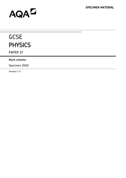 GCSE Physics Specimen mark scheme Paper 1