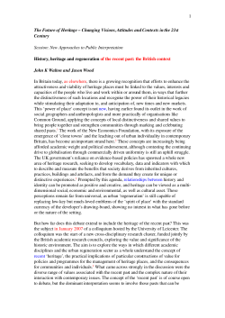 The Future of Heritage &ndash; Changing Visions, Attitudes