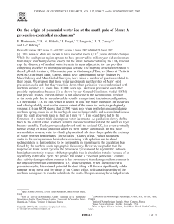 On the origin of perennial water ice at the south pole of Mars: A