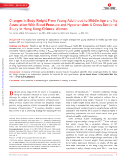 Changes in Body Weight From Young Adulthood to Middle Age and