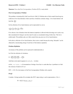 Post Correspondence Problem Problem Definition Proof:
