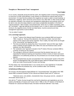 Thoughts on &ldquo;Monumental Trees&rdquo; management Y&uuml;cel &Ccedil;ağlar In our