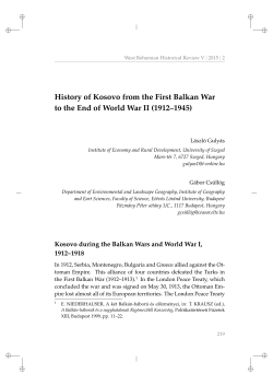History of Kosovo from the First Balkan War to the End of World War