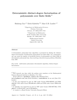 Deterministic distinct-degree factorization of