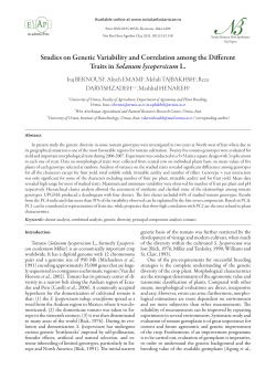 Studies on Genetic Variability and Correlation among the Different
