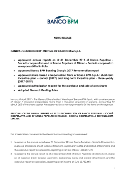 1 NEWS RELEASE GENERAL SHAREHOLDERS