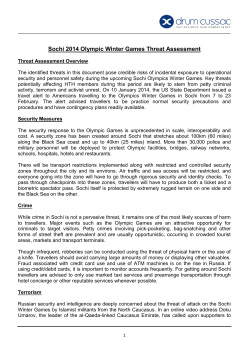 Sochi 2014 Olympic Winter Games Threat Assessment