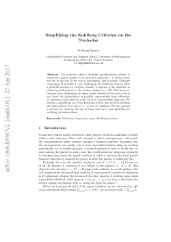 Simplifying the Kohlberg Criterion on the Nucleolus