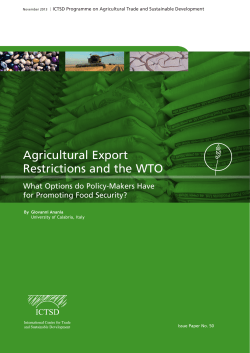 Agricultural Export Restrictions and the WTO