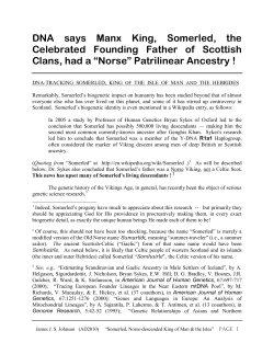 DNA says Manx King, Somerled, the Celebrated Founding Father of