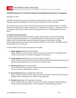 2014 Fall Faculty-Student Travel Grants announced