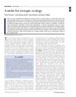 A niche for isotopic ecology