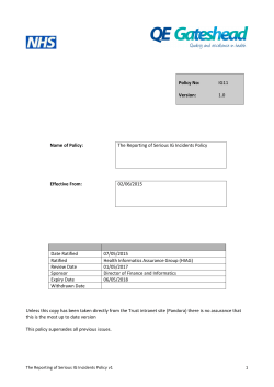 The Reporting of Serious IG Incidents Policy