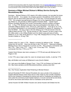 Summary of Major Michael Dickson`s Military Service During the