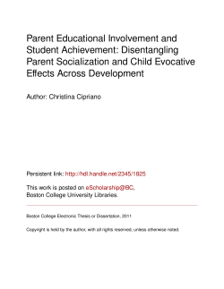 Parent Educational Involvement and Student Achievement