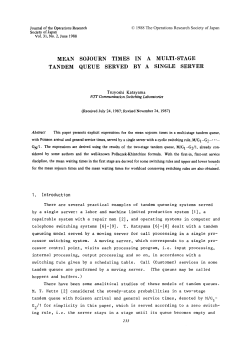 mean sojourn times in a multi-stage tandem