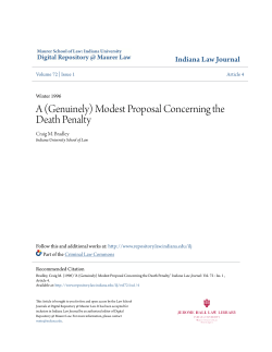 (Genuinely) Modest Proposal Concerning the Death Penalty