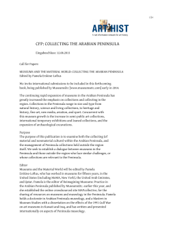 CFP: COLLECTING THE ARABIAN PENINSULA