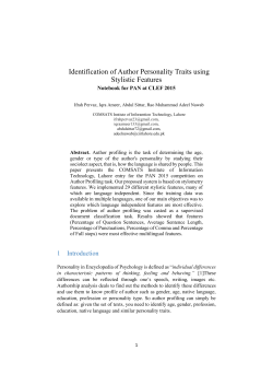 Identification of Author Personality Traits using Stylistic Features