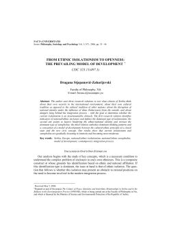 FROM ETHNIC ISOLATIONISM TO OPENNESS