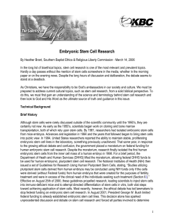 Embryonic Stem Cell Research - Kentucky Baptist Convention