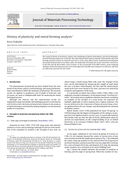 History of plasticity and metal forming analysis