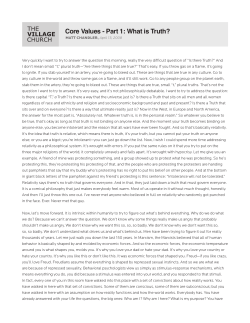 Core Values - Part 1: What is Truth?