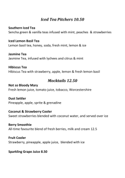 Iced Tea Pitchers 10.50 Mocktails 12.50