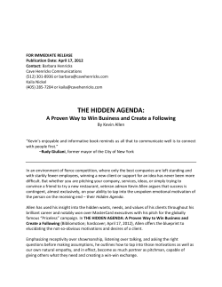 the hidden agenda - Cave Henricks Communications