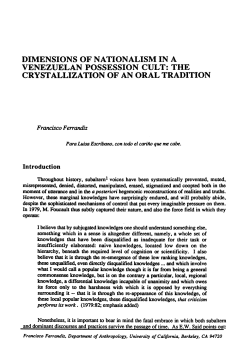 dimensions of nationalism in a venezuelan possession cult
