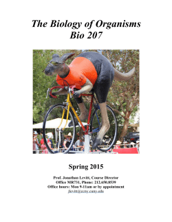 The Biology of Organisms Bio 207