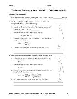Tools and Equipment, Part II Activity &ndash; Pulley Worksheet